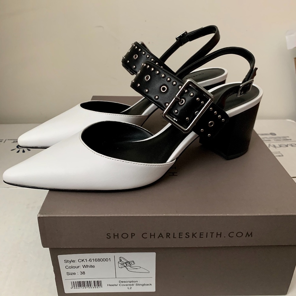 Charles & Keith Studded Pointed Slingbacks